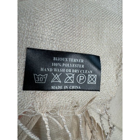 Bijoux Terner Pashima Wrap with Fringe OS Beige Polyester - has Blemish - Picture 3 of 16